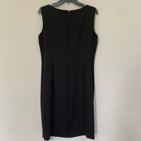 Tahari ASL sleeveless sheath midi dress black crepe fully lined back zip size 10 - Picture 2 of 8